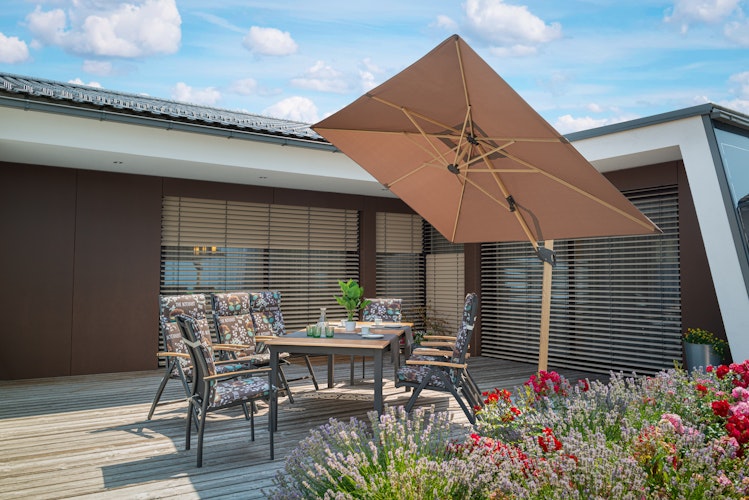 doppler Pendelschirm ALU WOOD 220 x 300, Aluminium Esche-Optik / 100 % Polyester 180 g/m²