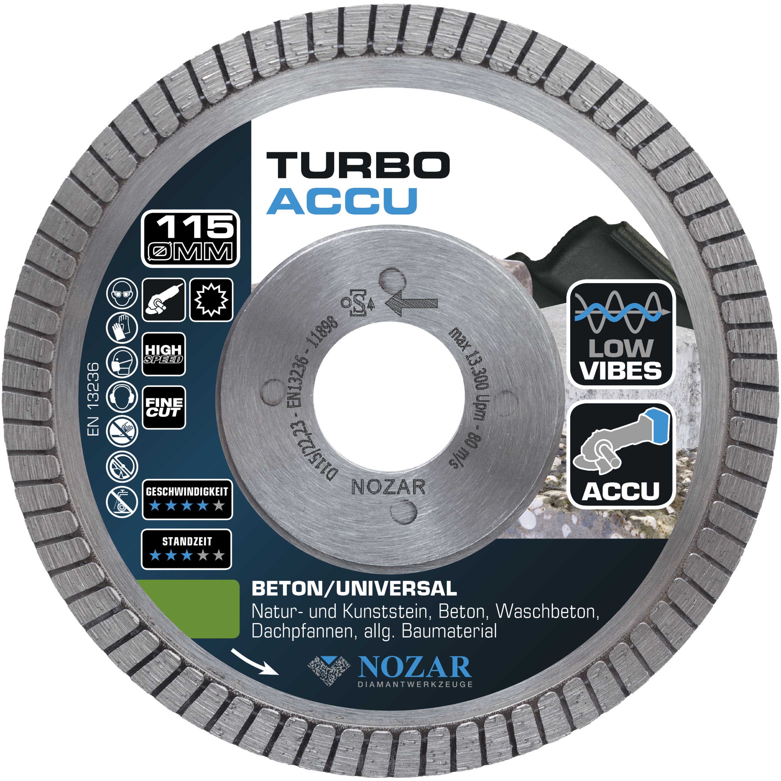 Nozar Diamant-Trennscheibe Turbo ACCU 115 mm