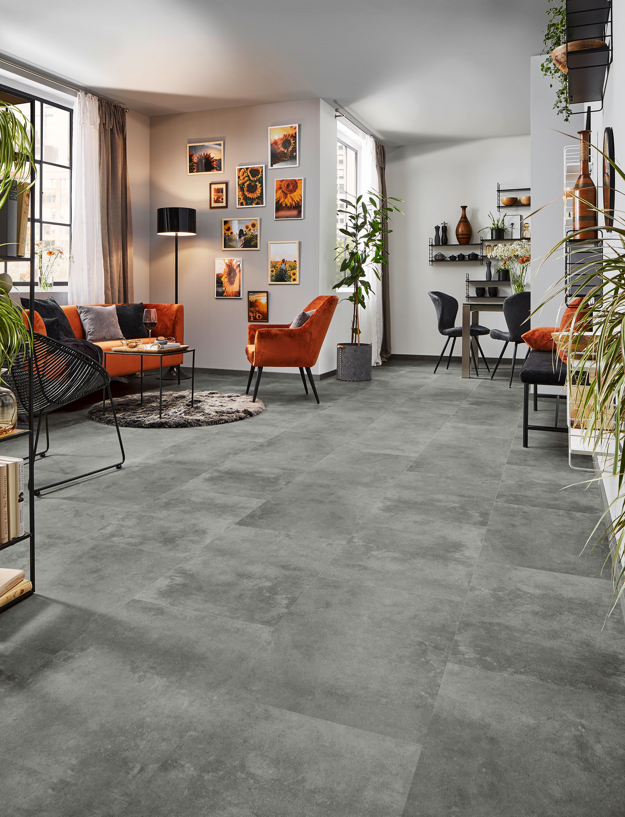 KWG Antigua stone Hydrofix Shell grey Microfase Designvinyl Fertigfußboden 62x45 cm