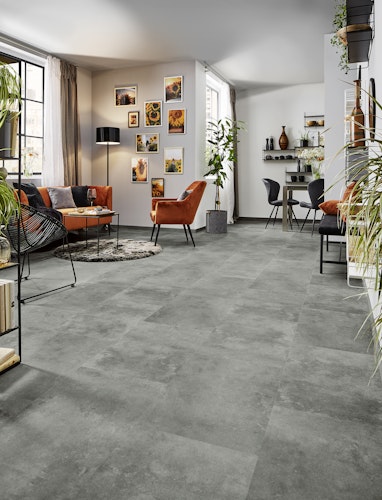 KWG Antigua stone Hydrofix Shell grey Microfase Designvinyl Fertigfußboden 62x45 cm