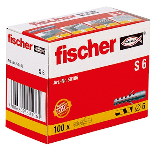 FISCHER Dübel S 6 Nylon 6 mm (100 Stück)