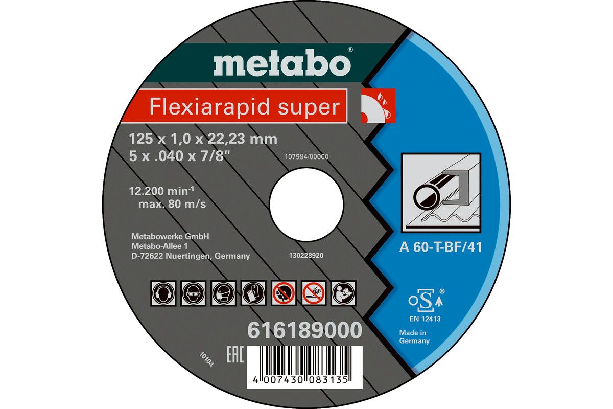 Metabo Flexiarapid super 125x1,0x22,23 StahlTrennscheibegerade Ausführung