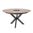 Vorschaubild Diamond Garden Tisch LYON Ø 140 cm, Edelstahl Dunkelgrau / Recycled Teak Fase