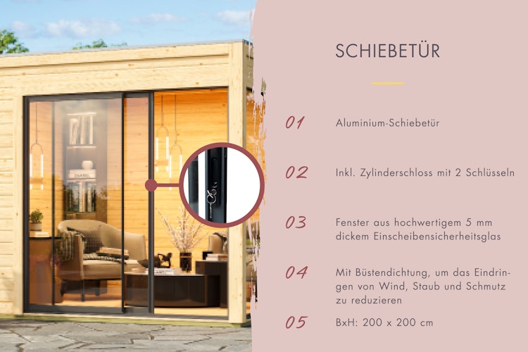 Karibu Design Saunahaus Catalina Blackline mit Vorraum - 73 mm inkl. gratis Sauna-Zubehörset im Wert von 234,94 €