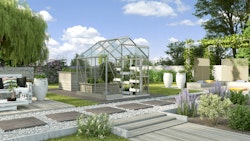 Vitavia Gewächshaus Eris 3800 inkl. 1 Dachfenster, Regenrinnen, Stahlfundamentrahmen - 3,8 m²