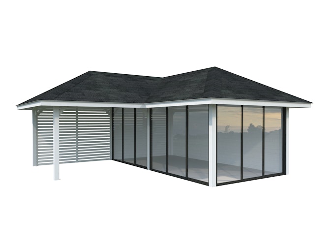 Palmako Pavillon Bianca 24,9 m² Set 514 Slide Plus mit Isolierglas-Schiebetüren