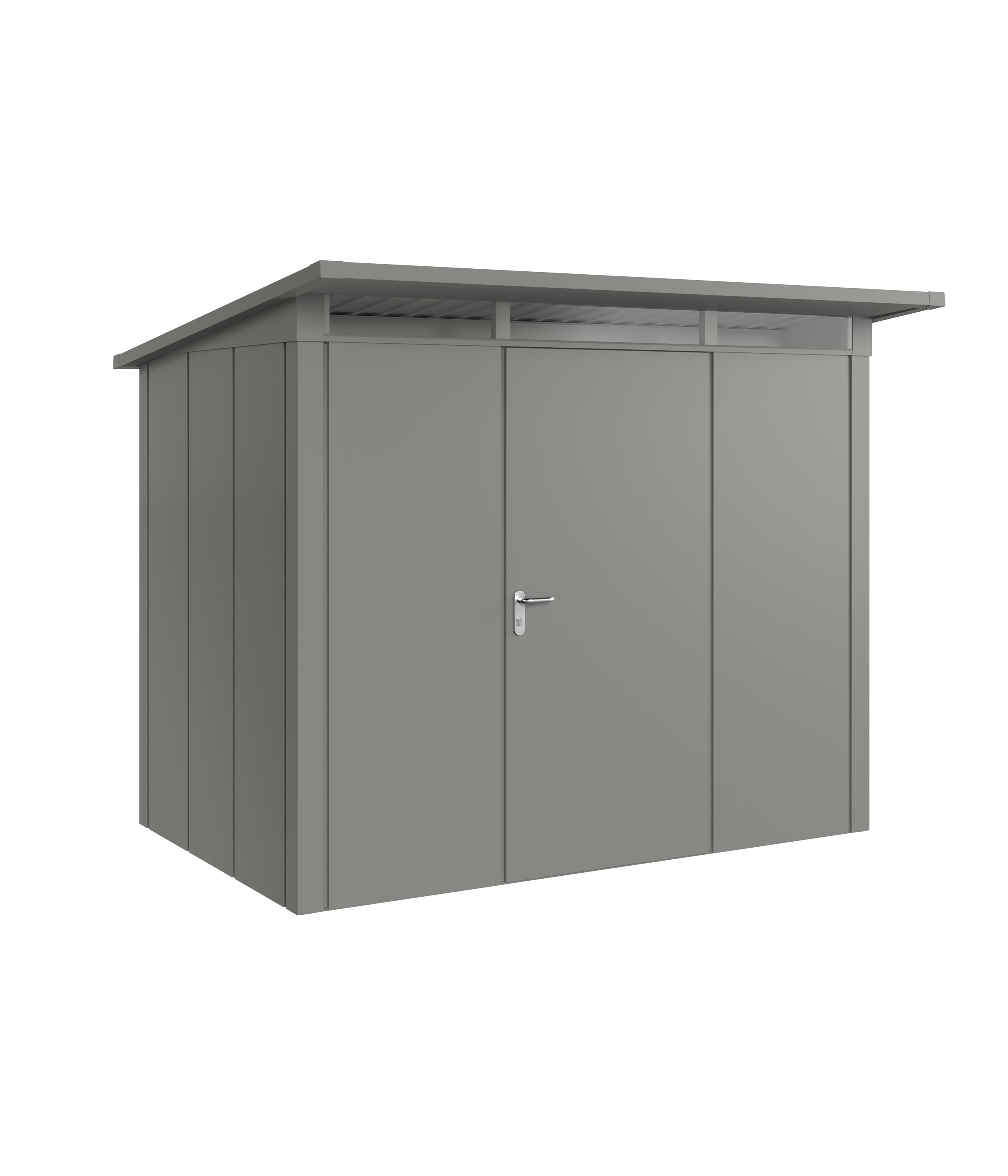 Hörmann Metall-Gerätehaus Juno JPD mit Pultdach B 262 x T 166 cm (JPD 8) Motiv Design (mit breiten Lamellen) Einzeltür T...