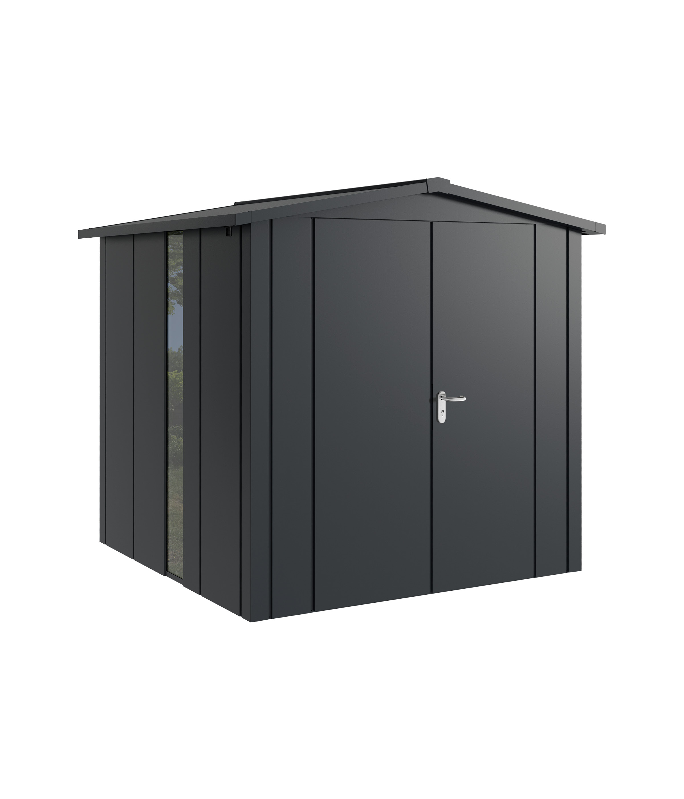 Thumbnail - Hörmann Metall-Gerätehaus Juno JSD mit Satteldach B 214 x T 214 cm (JSD 5) mit bodentiefem Glaselement Motiv Design (mit...