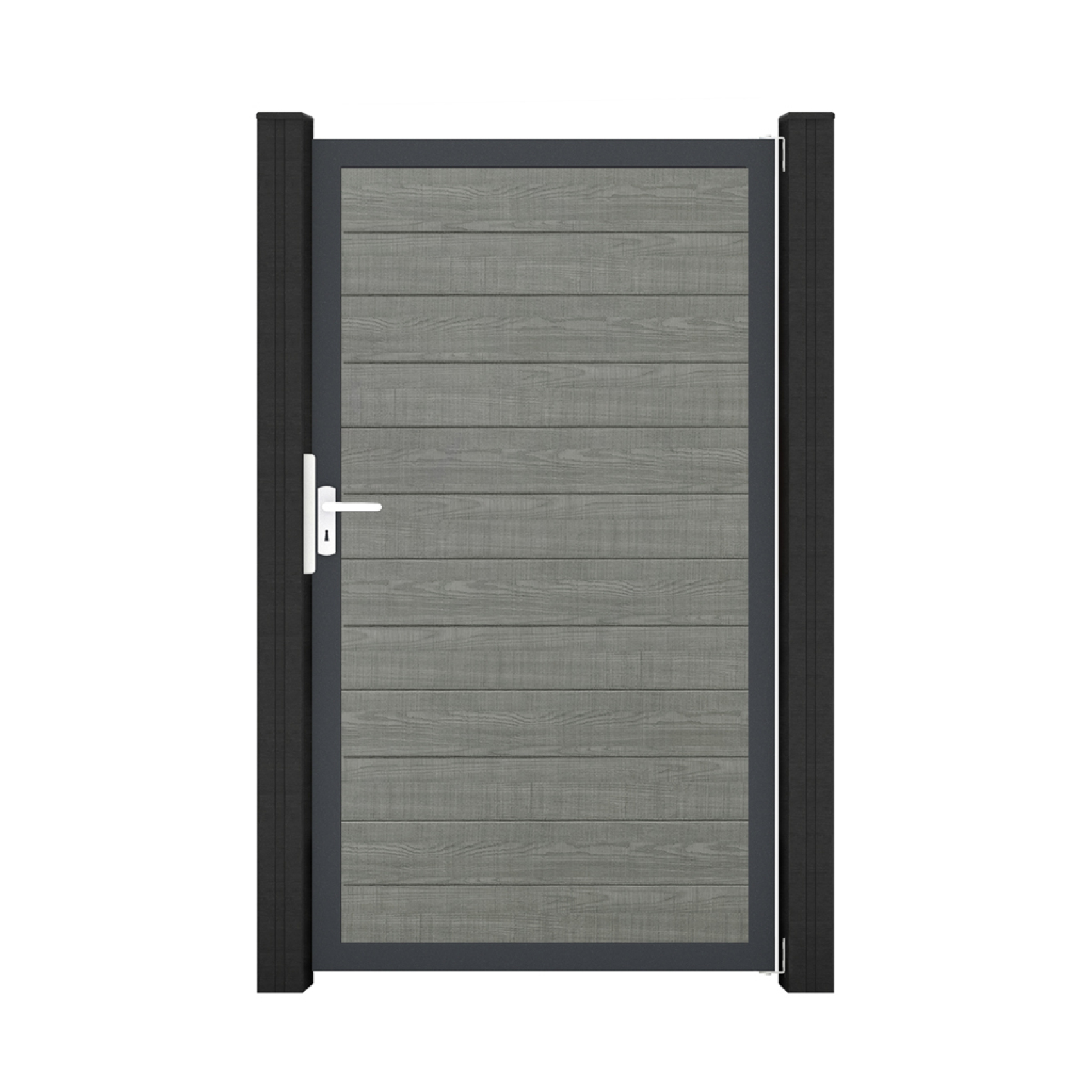 GroJa BasicLine PVC Stecksystem schmal Universal Einzeltor mit Anthrazitrahmen grey_ash_cut