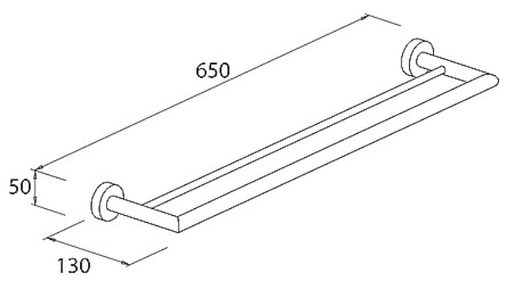 Bravat doppelte Badetuchstange Varuna, chrom - 65 cm, eckig