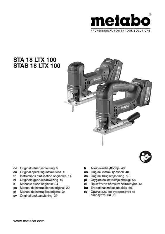 Bedienungsanleitung fÃ¼r Metabo Akku-StichsÃ¤ge STA 18 LTX 100