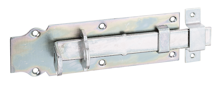 Alberts® Schlossriegel, m. flachem Griff, gerade, m. Schlaufe, galvanisch verzinkt dickschichtpassiviert, Platte LxB200x64mm 116798