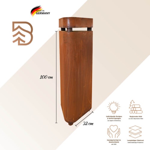 Badeko Metallsäule Bregenz inkl. Schale ,,Konstanz" in Edelrostoptik