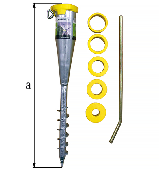 Alberts® Einschraub-Bodenhülse für Rohre 25-65 mm ⌀, feuerverzinkt, Gesamtlänge 560 mm 610647