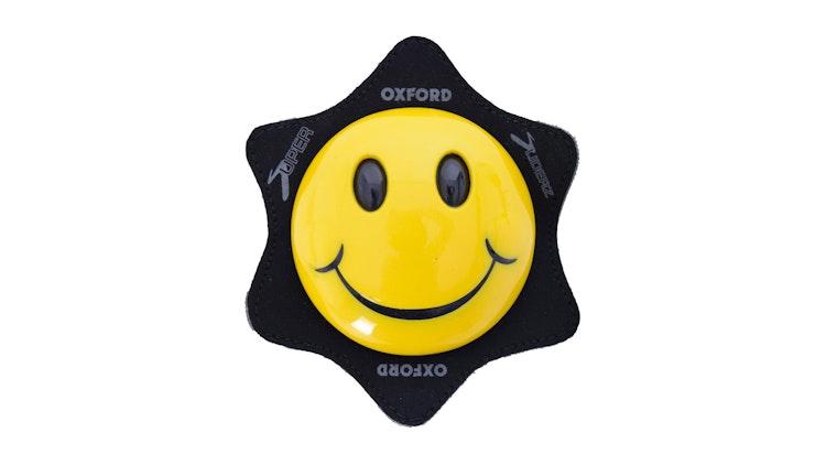 Oxford Knieschleifer Smiley, gelb, Knieschleifer Paar, ideal für Rennen