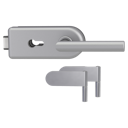 Vorschaubild Griffwerk SMILE 1.0 -Alu EV1 -Ganzglas- türbeschlagset -2-teiliger Bandsatz -mit Griff Griff L-Form -PZ, WC Knaufzyl. -Schlossgegenseite