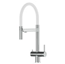 Vorschaubild 3 Wege Wasserhahn Küchenarmatur, Edelstahl Massiv mit 360° schwenkbarem Auslauf, abnehmbare 2 strahl Handbrause, Hochglanz / Weiß
