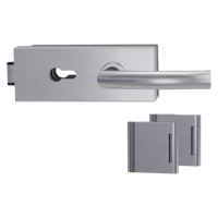 Griffwerk PURISTO S -Edelstahl matt Ganzglastürbeschlagset -3-teiliger Bandsatz -mit Griff LORITA PROF -EM -PZ