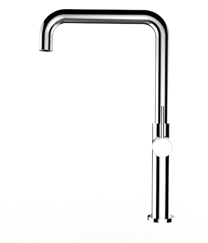 Minimalistischer Wasserhahn Küchenarmatur, TECNO, mit 360° schwenkbarem N-Auslauf, Verchromt