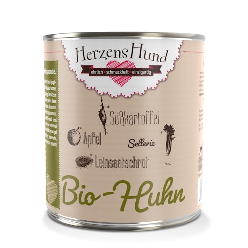 Herzenshund Bio Huhn mit Süßkartoffel 800 Gramm 