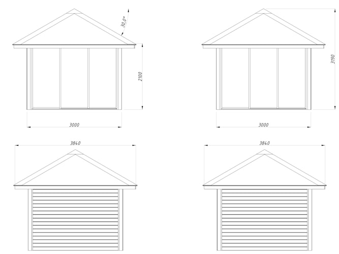 Palmako Pavillon Bianca 8,3 m² Set 501 Slide Plus mit Isolierglas-Schiebetüren - 28 mm