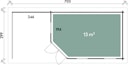 Wolff Finnhaus Gartenhaus Anna 40-A/1+2-Raum mit 250 cm Terrasse 