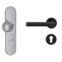 Griffwerk TITANO Kombi SB_882 ES1 (S2) -Edelstahl matt Kombi-Schutzbeschlag -Schild/Drücker -mit Griff LUCIA SELECT -GSC/ME -ZA, 72mm li