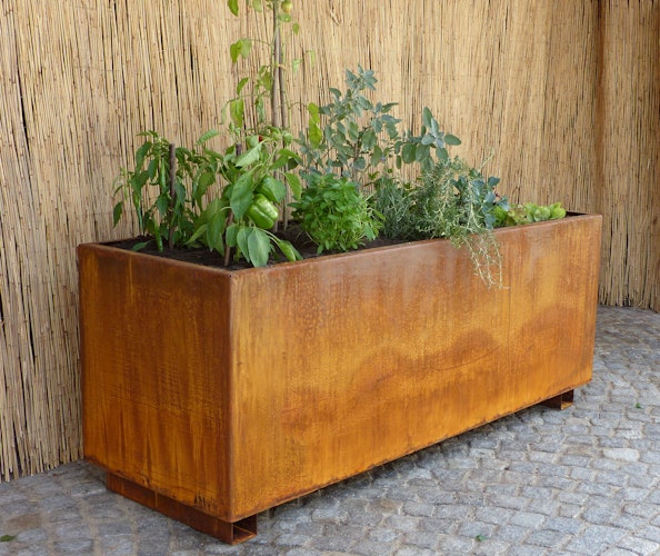 Badeko Hochbeet 200 cm in Edelrostoptik inkl. Zwischenboden (Sonderanfertigungen möglich)