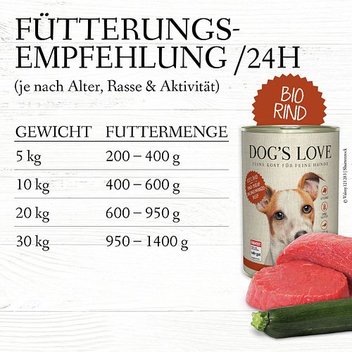 Dog's Love Bio 800g Dose Hundenassfutter
