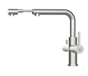 Vorschaubild 4 Wege Wasserhahn Küchenarmatur, Edelstahl Massiv mit schwenkbarem L-Auslauf und herausziehbarer Brause, Gebürstet