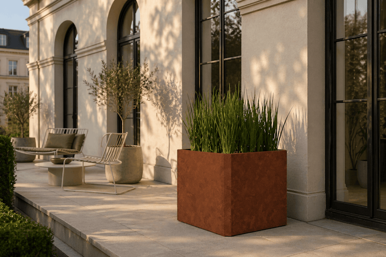 Premium Hochbeet aus Cortenstahl mit Rostpatina 80 x 80 x 75 cm