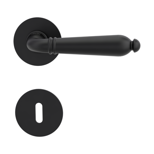 Griffwerk CAROLA PIATTA S -Graphitschwarz Rosettengarnitur rund -Flachrosette -BB TS 37-45mm