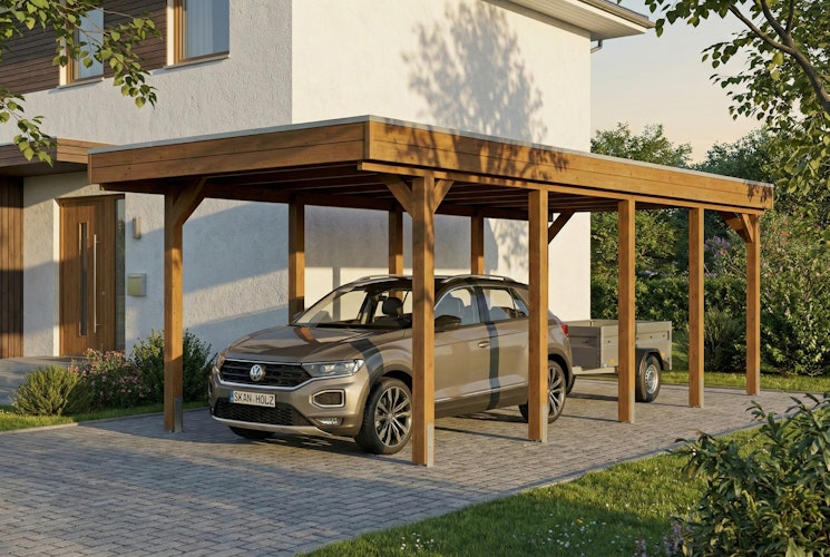 Skan Holz Friesland - Flachdach Carport aus Nadelholz Breite 320 cm