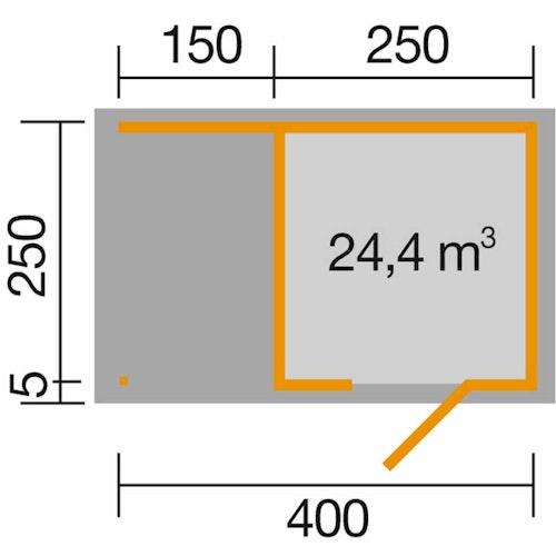 Weka Designhaus 413 A 45 mm inkl. 150 cm Anbau