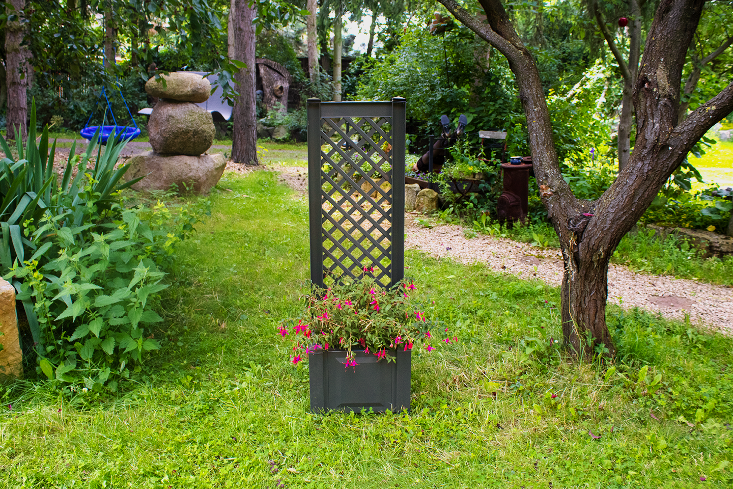 KHW Pflanzkasten klein mit Spalier 43 cm anthrazit