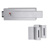 Griffwerk PURISTO S -Edelstahl matt Ganzglastürbeschlagset -3-teiliger Bandsatz -mit Griff CARLA -EM -smart2lock