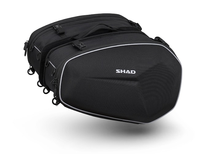 SHAD E48 erweiterbare Satteltaschen Schwarz - 46/58L