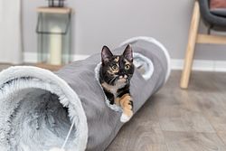 TRIXIE Spieltunnel Harvey, Plüsch, ø 27 × 116 cm, grau