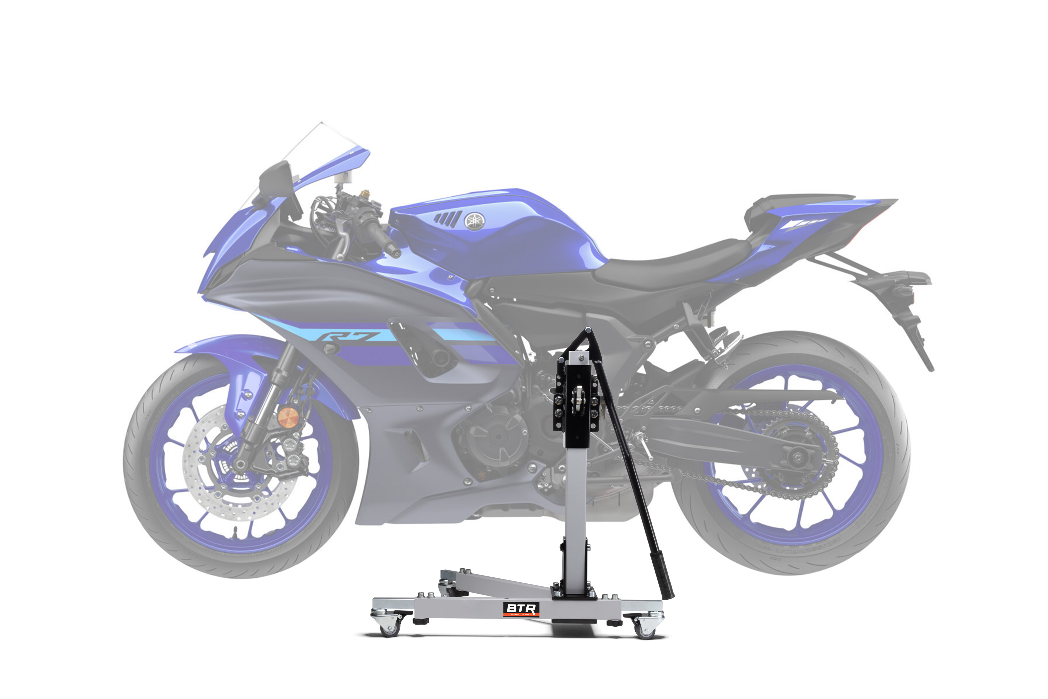 Zentralständer EVOLIFT® für Yamaha R7 21-25 mit Racing Fußrastenanlage Shadow Edition (Grundfarbe: Grau)
