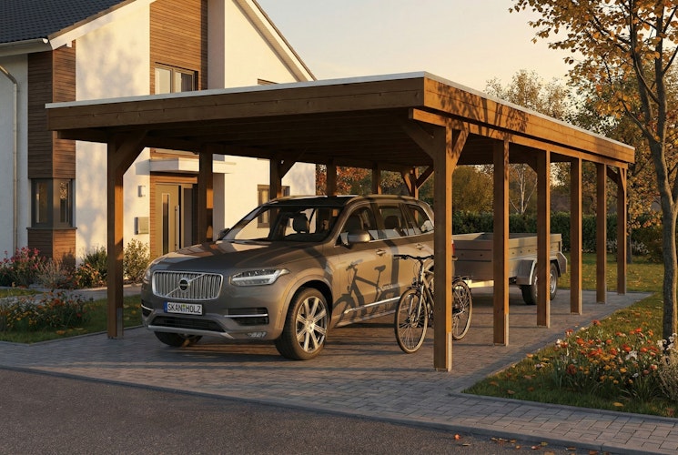 Skan Holz Friesland - Flachdach Carport aus Nadelholz Breite 402 cm