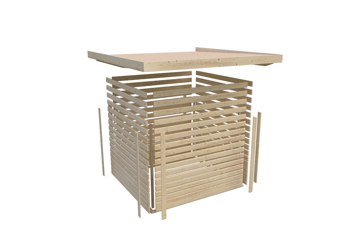 Karibu Gartenhaus Goldendorf 3/5 mit 240 cm Schleppdach + Rückwand - 19 mm