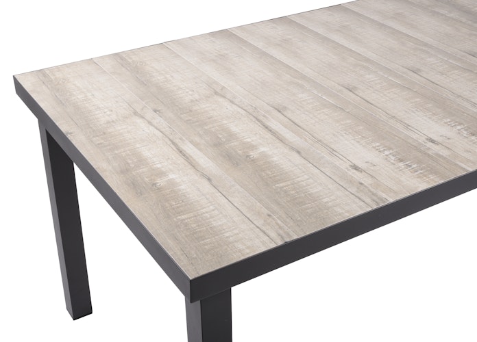 Garden Pleasure Tisch RANA 162 x 90 cm, Aluminium Dunkelgrau / Keramik Eiche