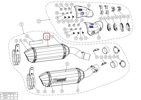 Akrapovič Dämpfer Links CA Z1000 2014-2020  [M-HZ06402CL]