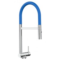 Wasserhahn Vorfenster Küchenarmatur, Umklappbar 4,5 CM, mit 360° schwenkbarem Auslauf, abnehmbare 2 strahl Handbrause, Verchromt / Blau