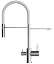 Vorschaubild 3 Wege Wasserhahn Küchenarmatur, FL, mit 360° schwenkbarem Auslauf, abnehmbare 2 strahl Handbrause, Verchromt / Weiß