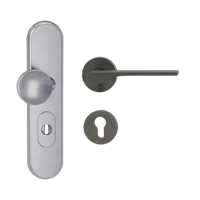 Griffwerk TITANO Kombi SB_882 ES1 (S2) -Edelstahl matt Kombi-Schutzbeschlag -Knopf/Drücker -mit Griff DESM LEAF LIGHT -KGR -rund -R -ZA, 72mm -TS 38-50