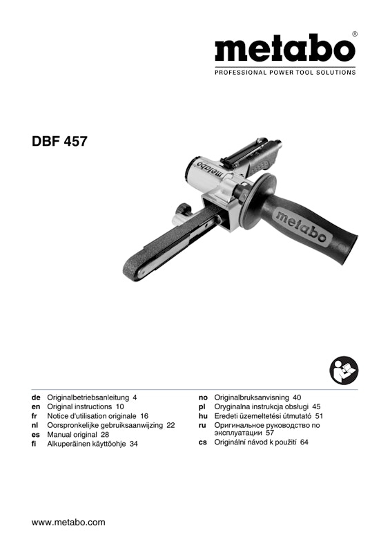 Bedienungsanleitung fÃ¼r Metabo Druckluft-Bandfeile DBF 457