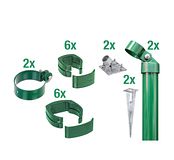 Alberts® Fix-Clip PRO® Zaunanschluss-Set zweiseitig mit Bodenhülse für Pfosten  Ø 60 mmZubehörbild