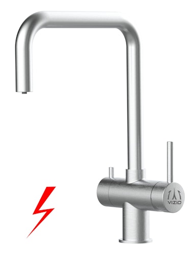 NIEDERDRUCK 3 Wege Wasserhahn Küchenarmatur, Edelstahl Massiv, 360° schwenkbarem N-Auslauf, Gebürstet