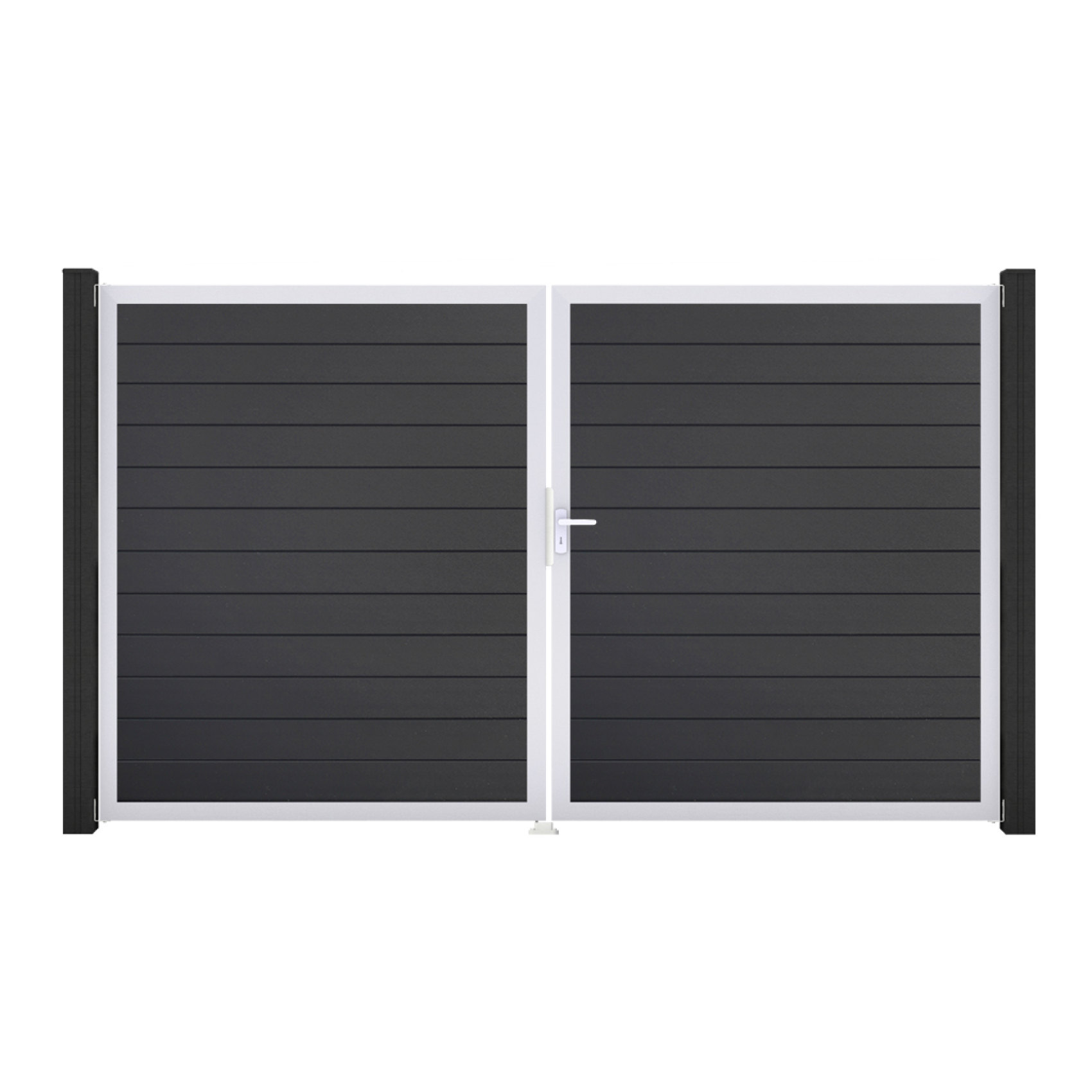 GroJa BasicLine PVC Stecksystem schmal Doppelltor mit Alurahmen 3000 x 1800 mm weiss DIN Links